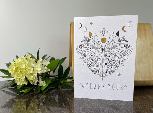Lunar Moth Thank you Greetings Card