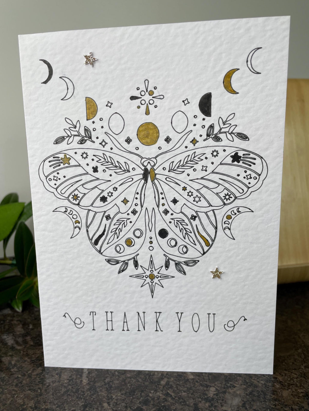 Lunar Moth Thank you Greetings Card