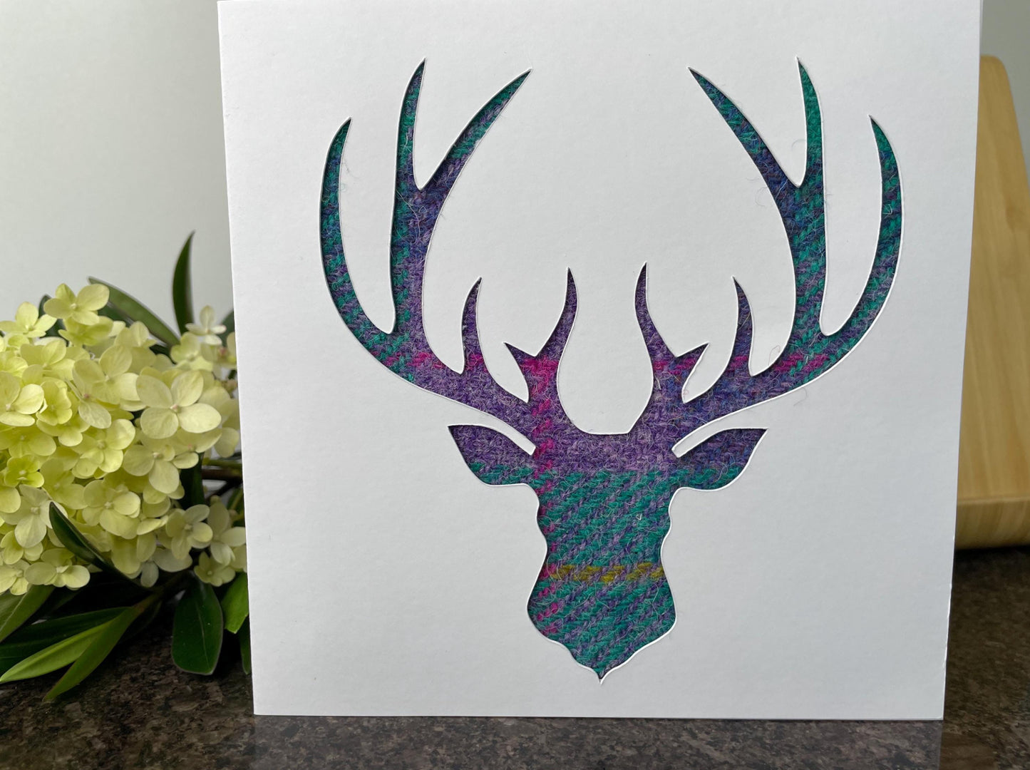 Scottish Harris Tweed Stags Head Greetings Card