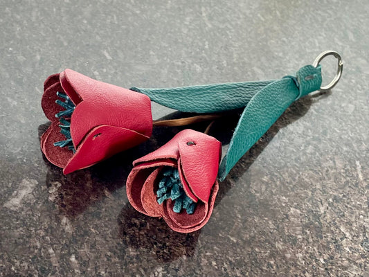 Genuine leather handmade Tulip Bag Charm / Keychain