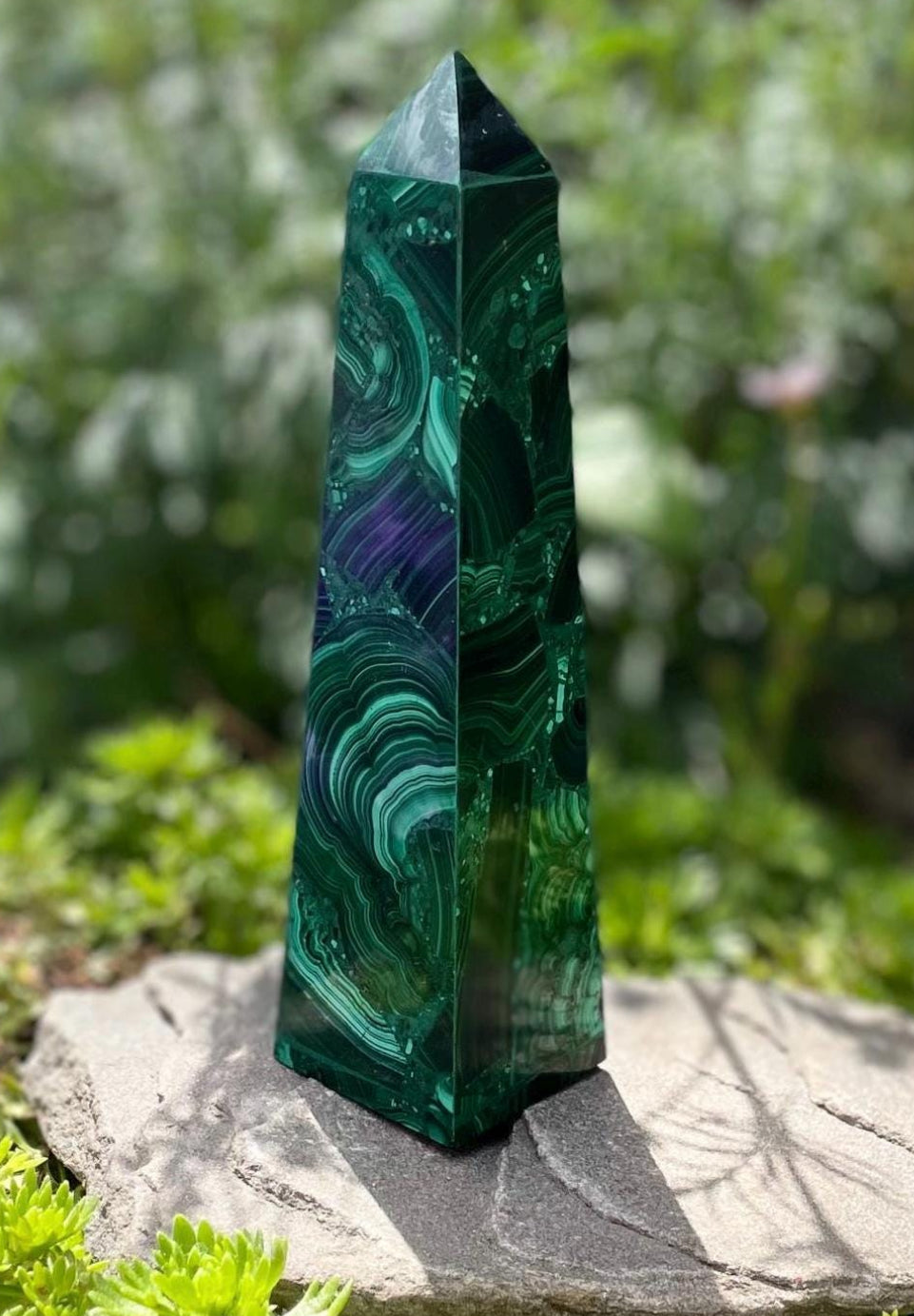 Malachite Point Tower - Spiritually healing crystal