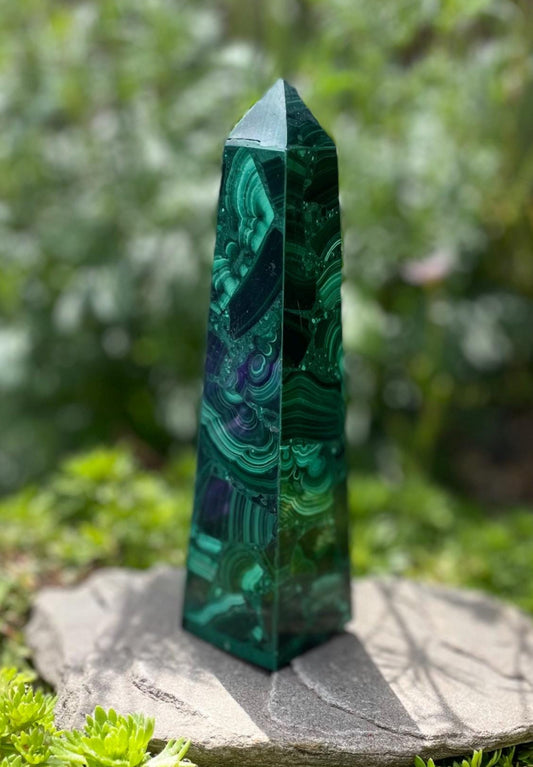 Malachite Point Tower - Spiritually healing crystal