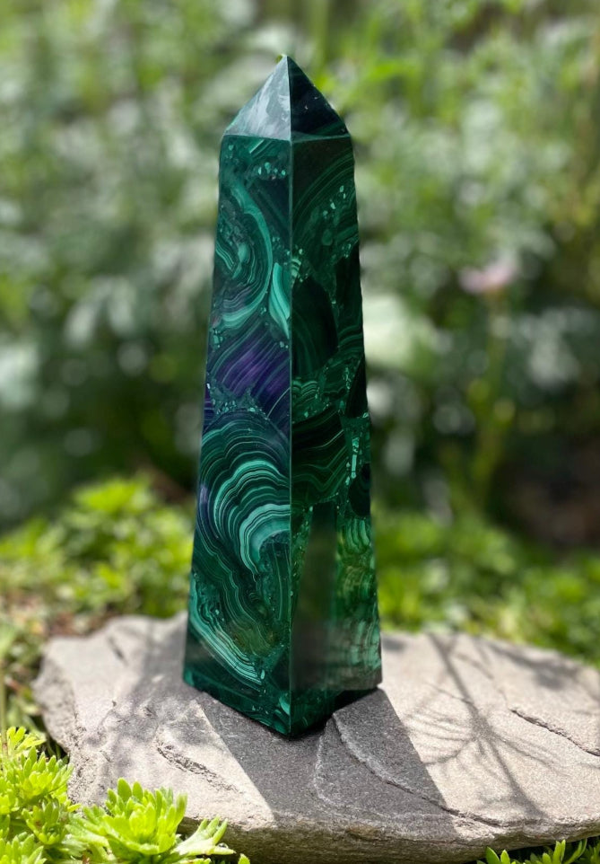 Malachite Point Tower - Spiritually healing crystal