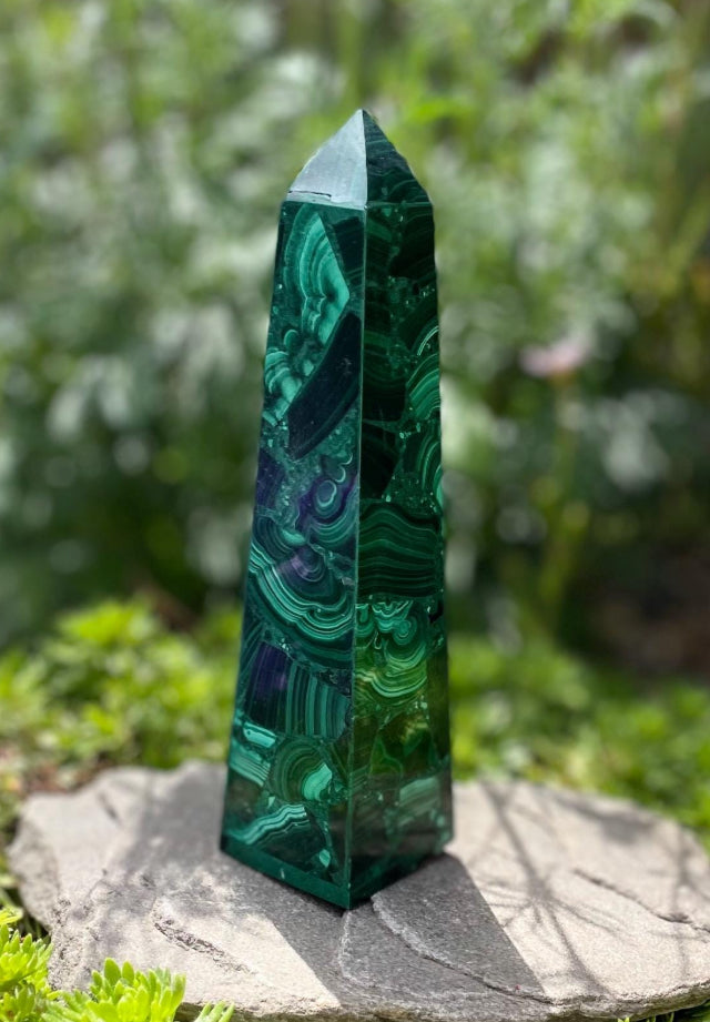 Malachite Point Tower - Spiritually healing crystal