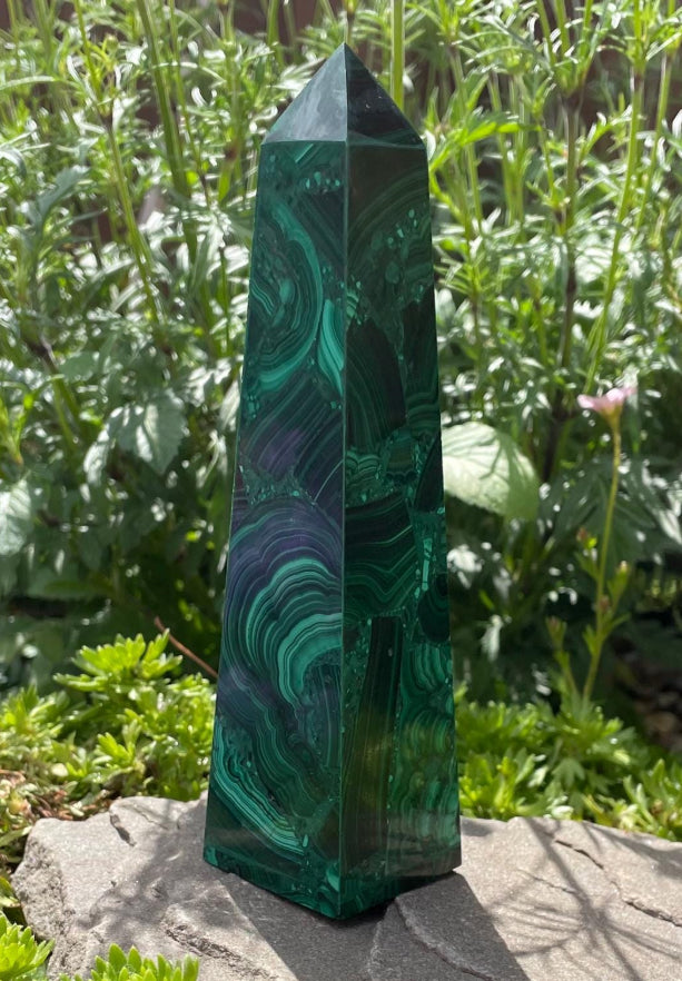 Malachite Point Tower - Spiritually healing crystal