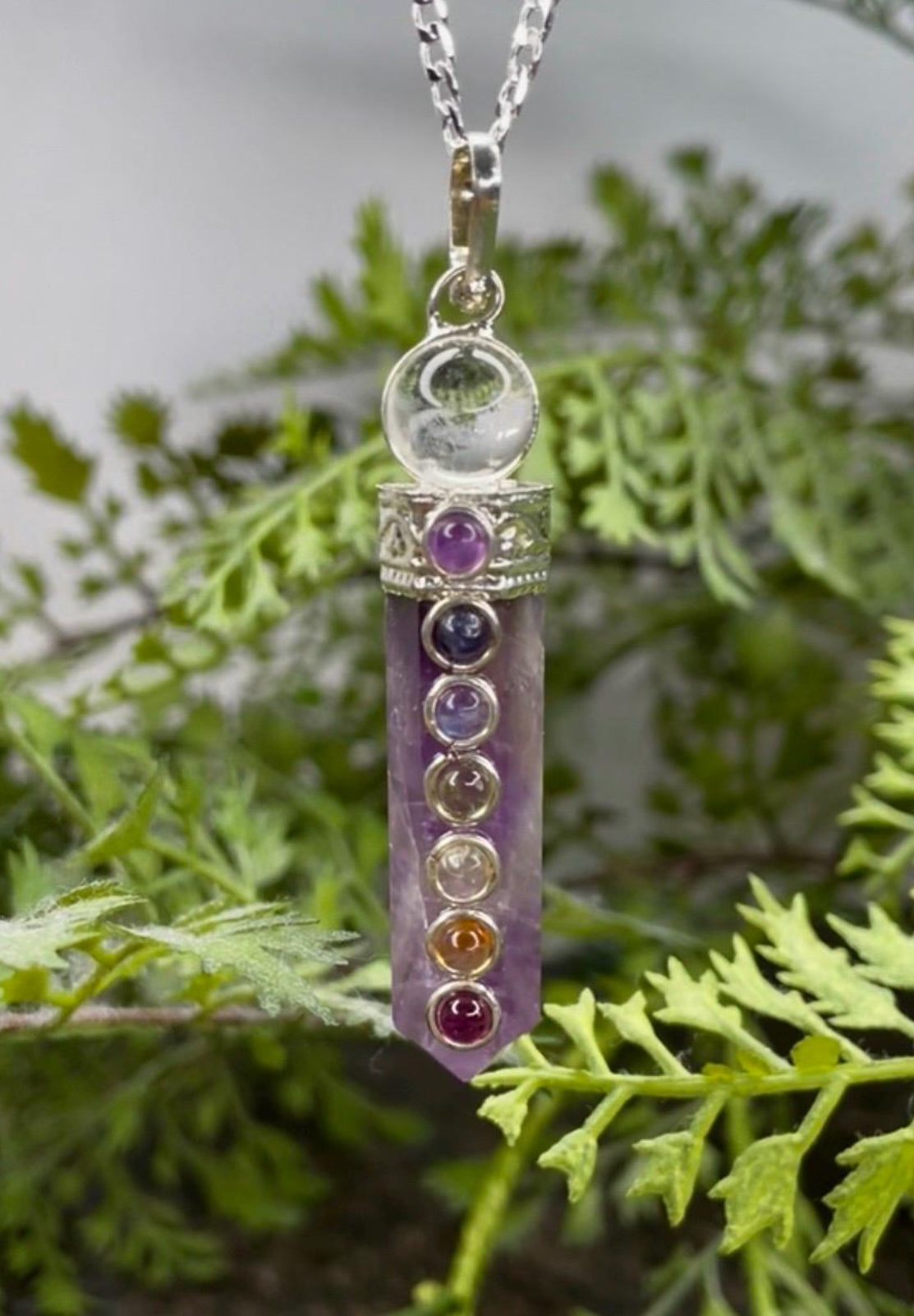 Amethyst Chakra Point Pendant - Spiritual healing