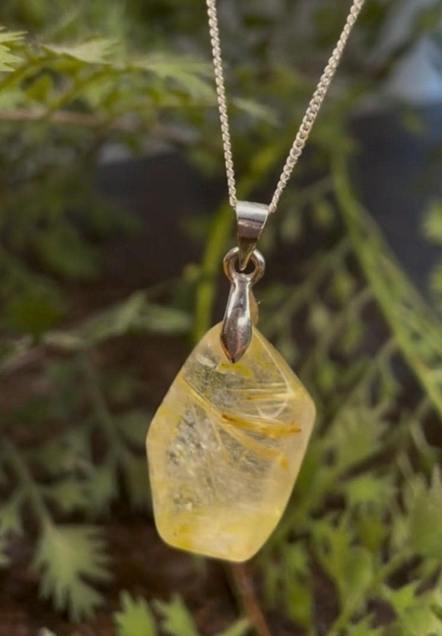 Silver Venus Rutilated Quartz Pendant, with Sterling Silver chain