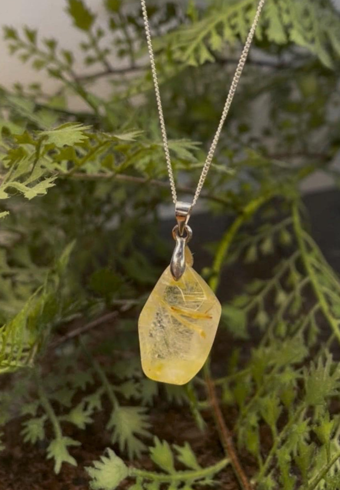 Silver Venus Rutilated Quartz Pendant, with Sterling Silver chain