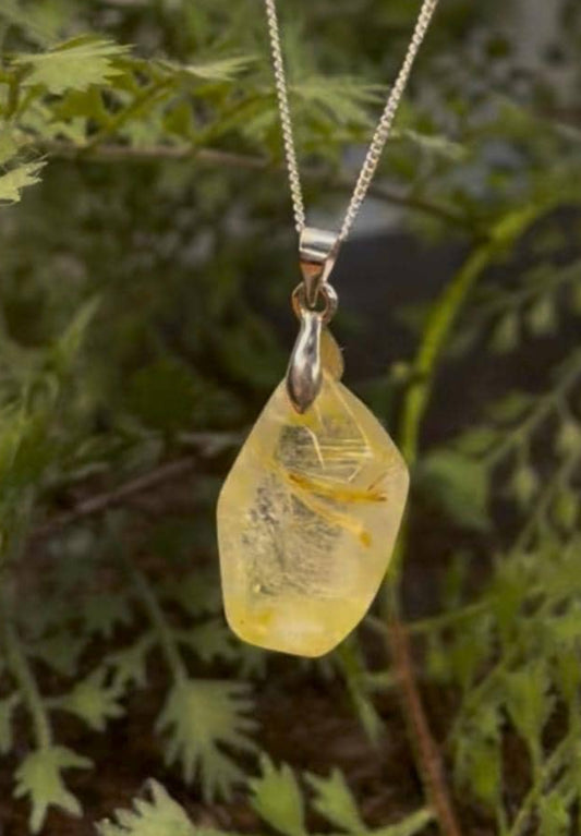 Silver Venus Rutilated Quartz Pendant, with Sterling Silver chain