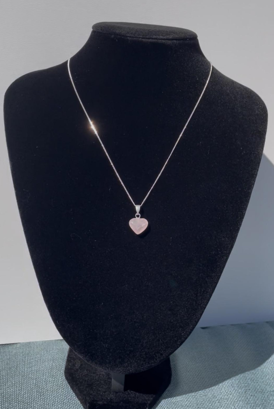 Small Rose Quartz Heart Sterling Silver pendant