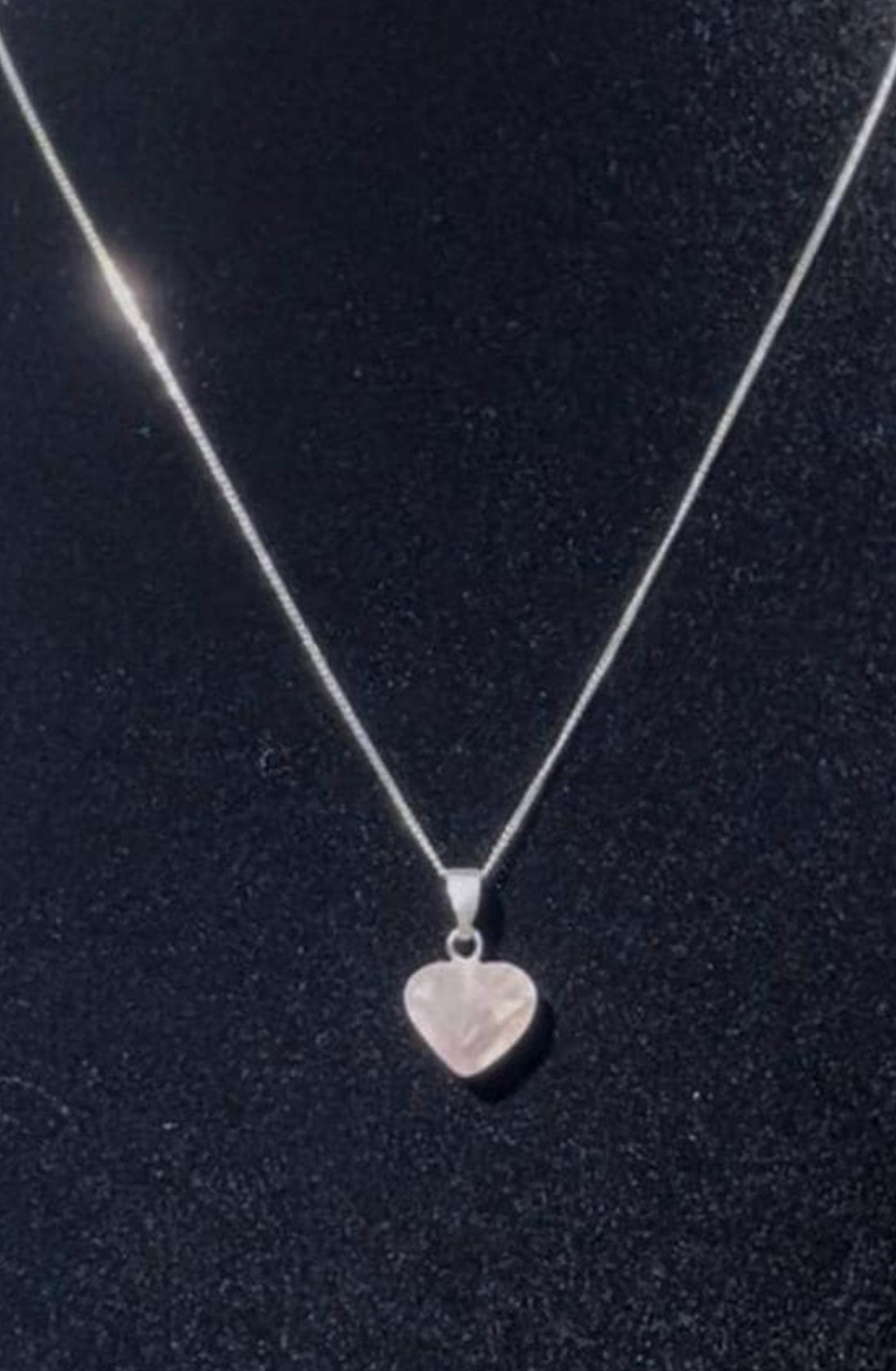 Small Rose Quartz Heart Sterling Silver pendant