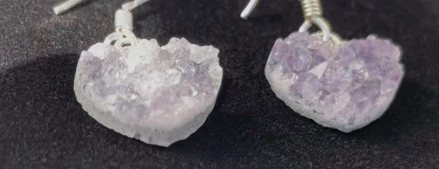 Sterling Silver Amethyst Heart Earrings