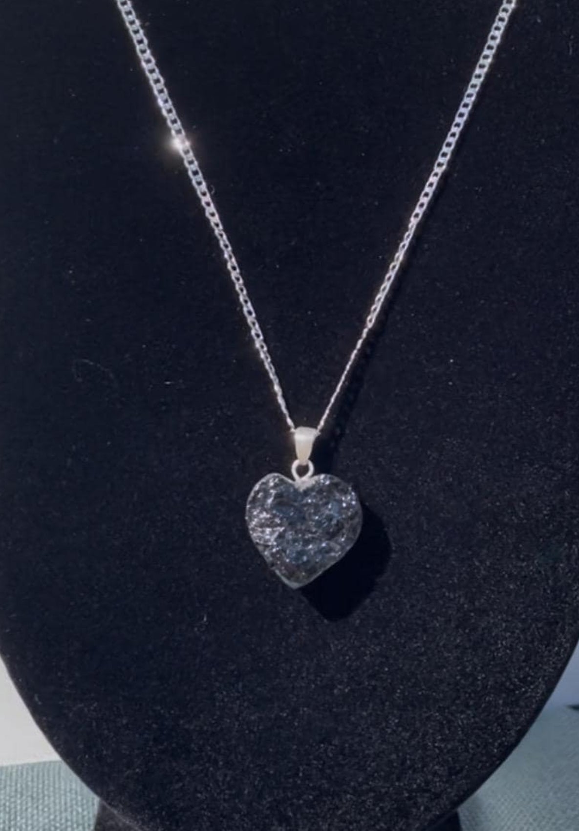 Sterling Silver Hand crafted Black Tourmaline Spiritual Protection Heart Pendant