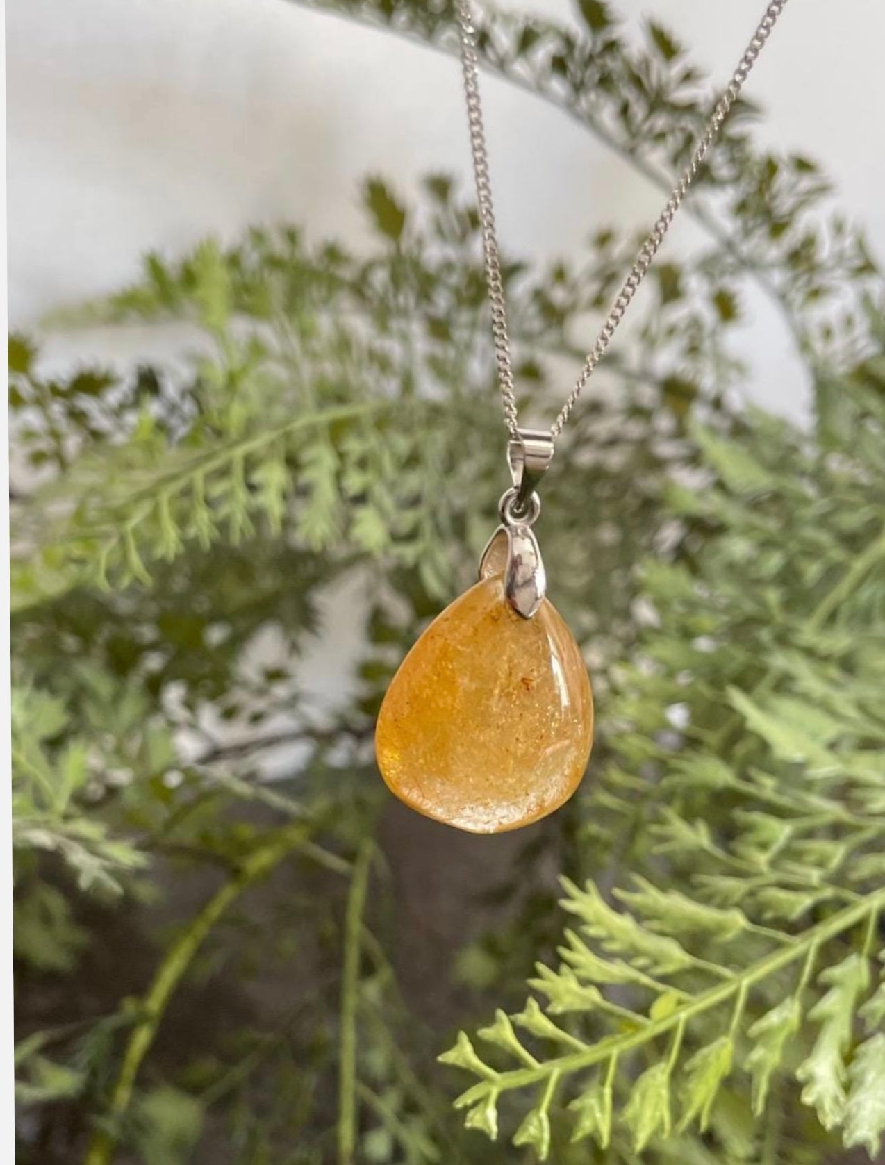 Sterling Silver Rutilated Quartz Pendant, with Sterling Silver chain