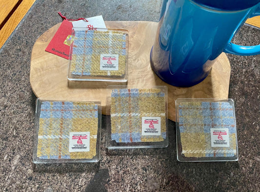 Hand crafted Harris Tweed set of 4 coasters