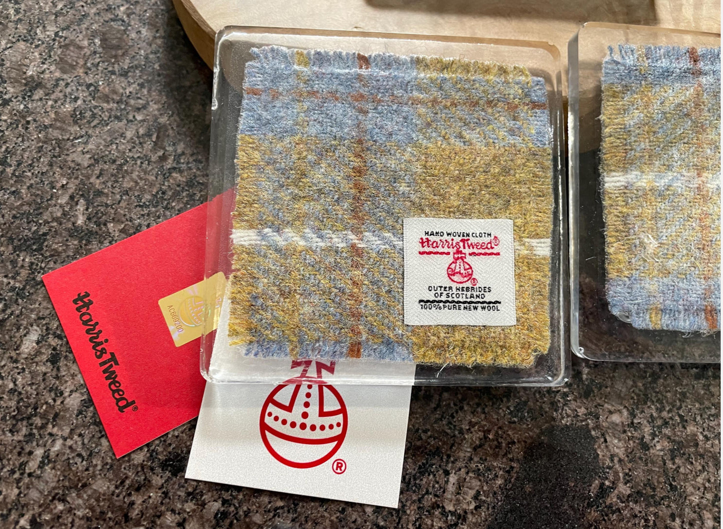 Hand crafted Harris Tweed set of 4 coasters