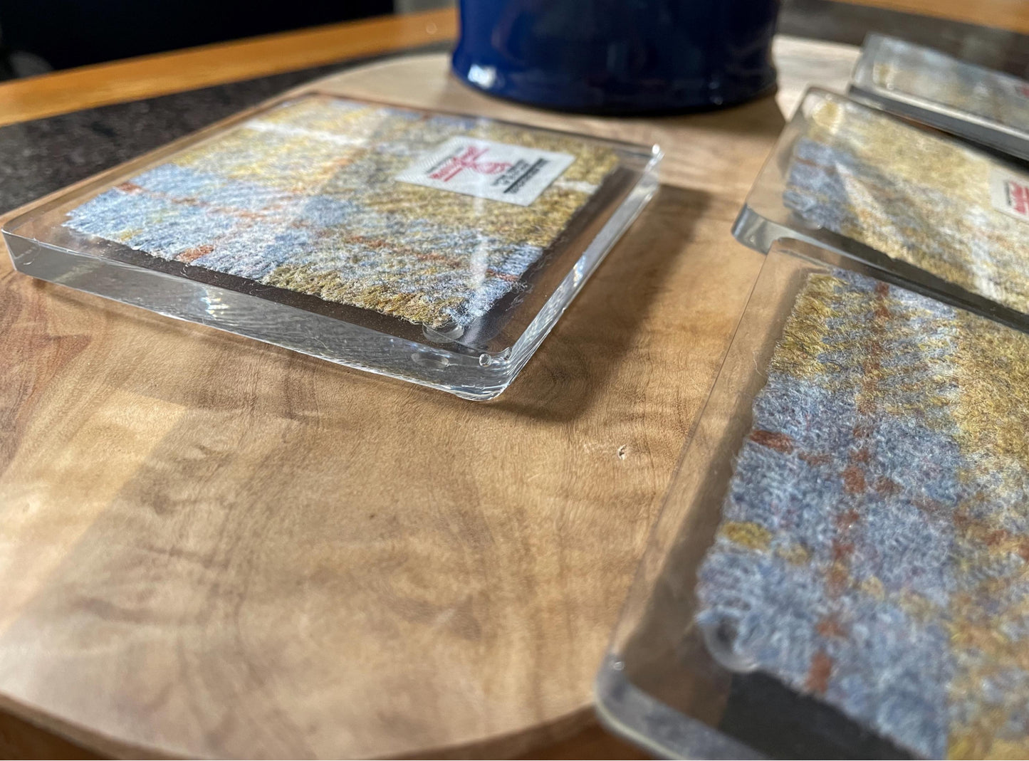 Hand crafted Harris Tweed set of 4 coasters