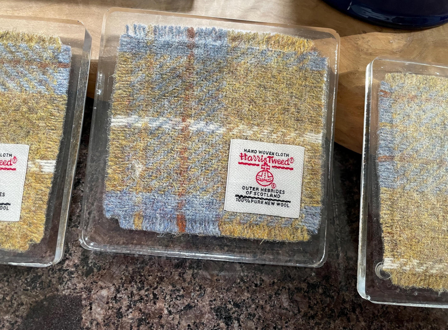 Hand crafted Harris Tweed set of 4 coasters