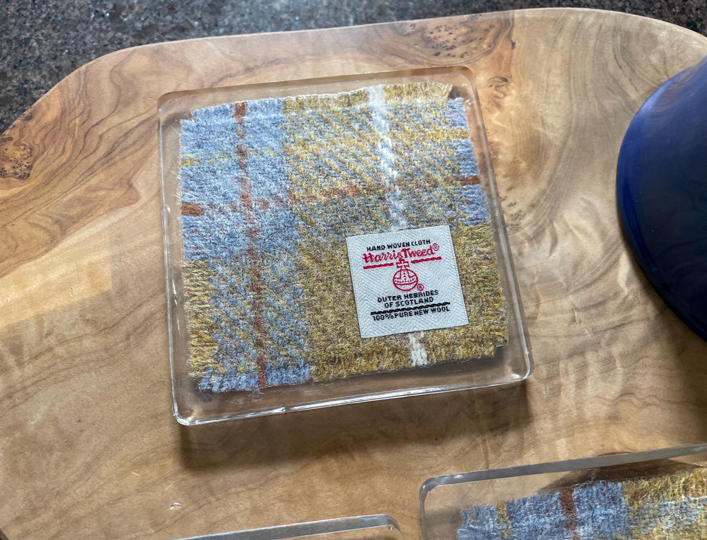 Hand crafted Harris Tweed set of 4 coasters