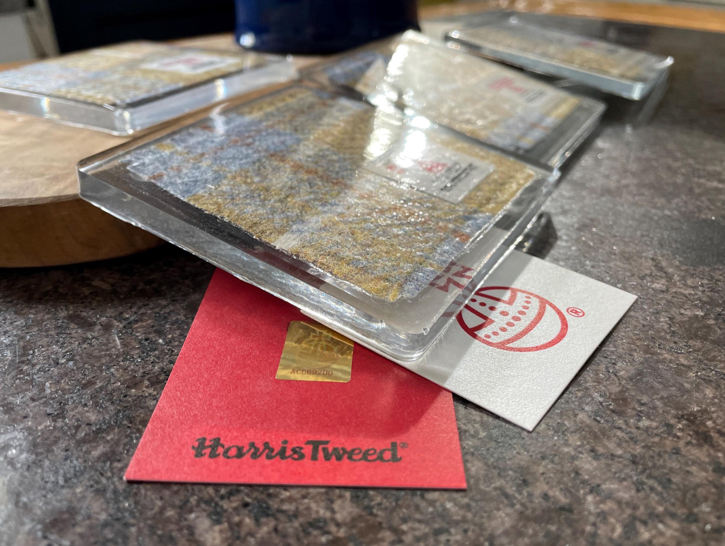 Hand crafted Harris Tweed set of 4 coasters