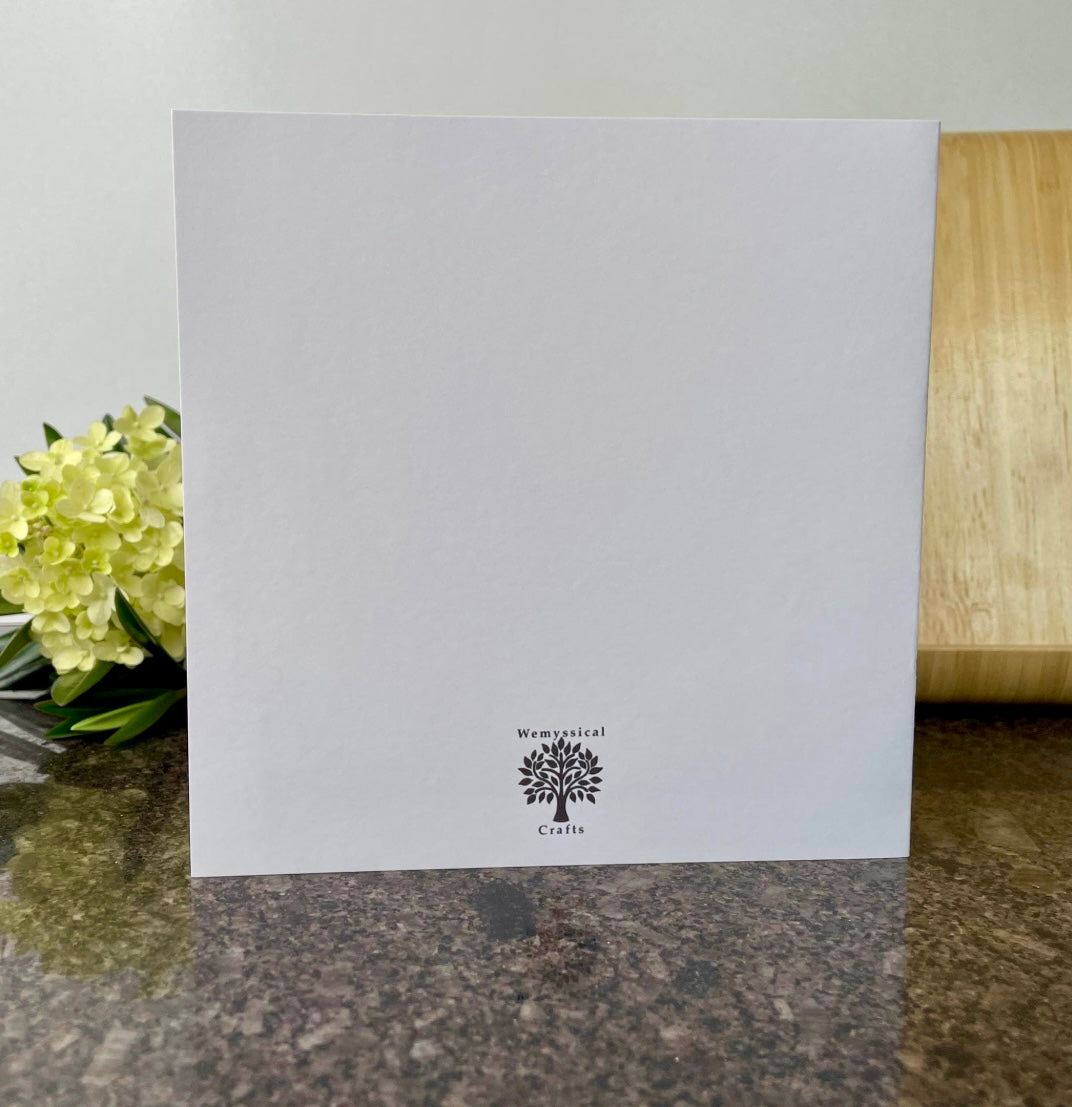 Hand made Harris Tweed Highland Cow Greetings Card