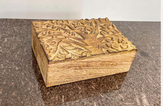 Decorative Solid Mango Wood box / jewellery box - Fair trade