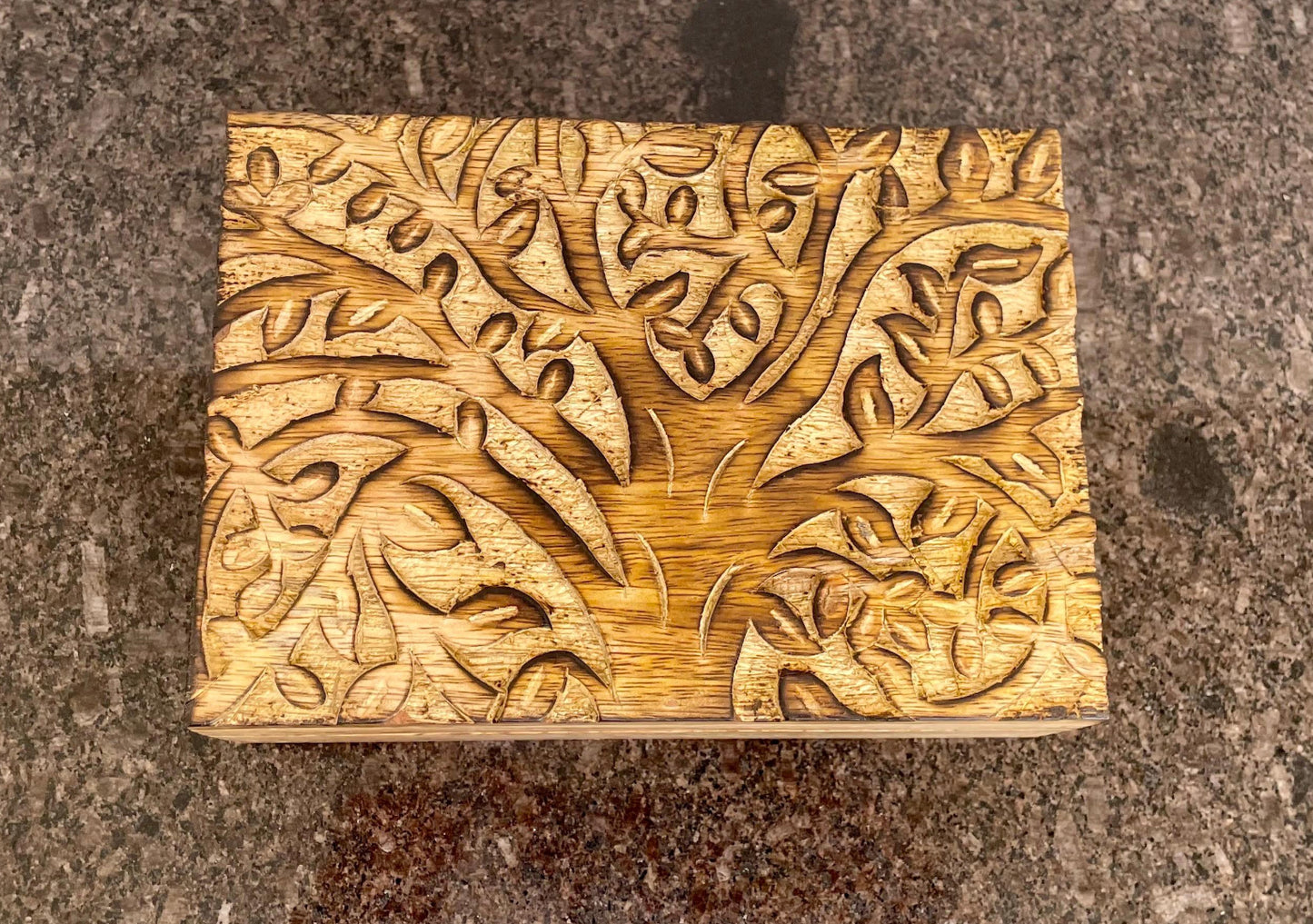 Decorative Solid Mango Wood box / jewellery box - Fair trade