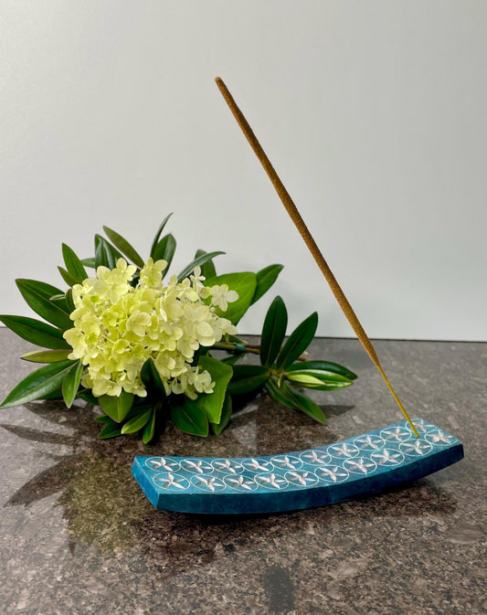 Blue Soapstone Incense Stick Holder Burner - Fair Trade