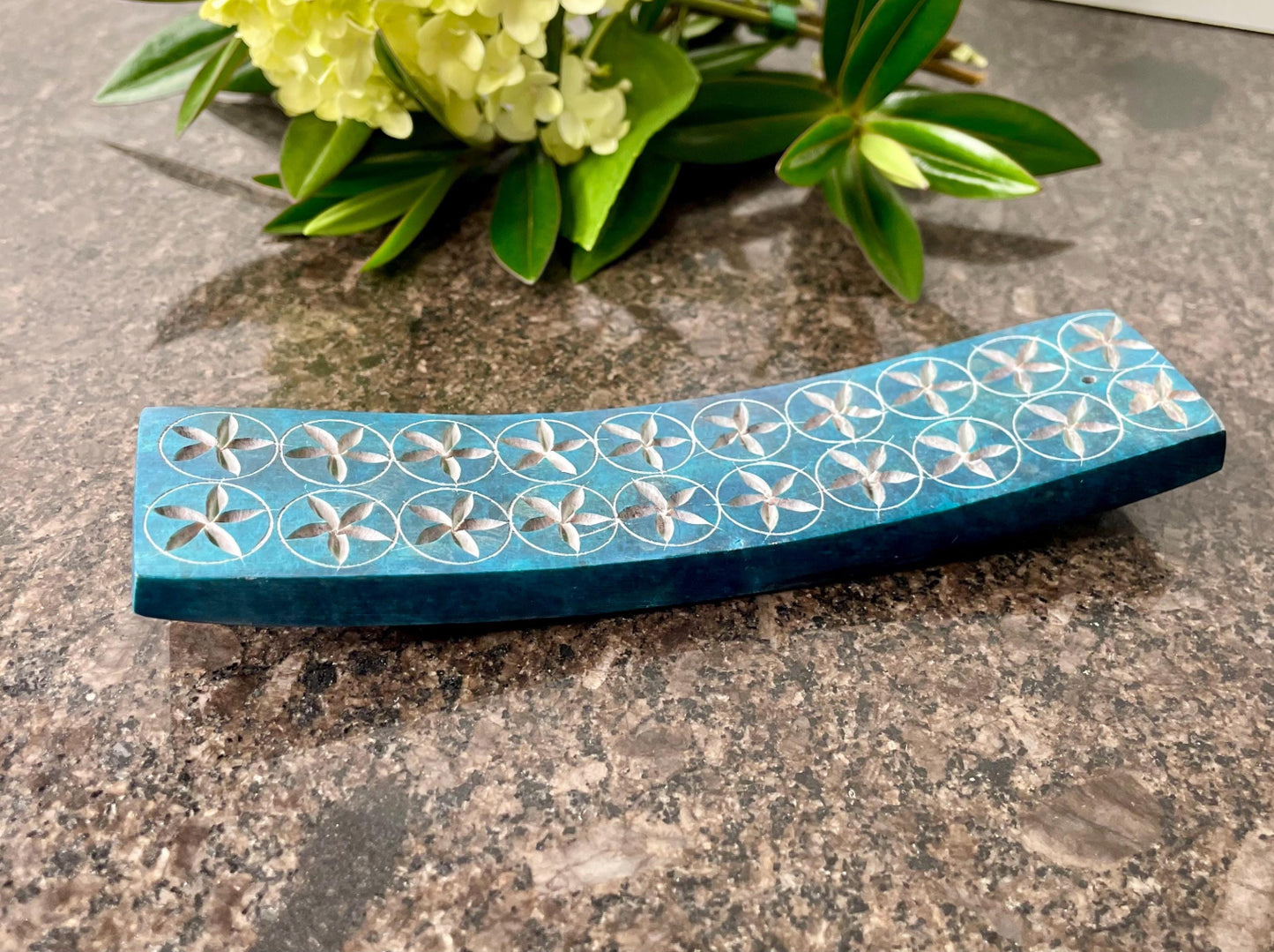 Blue Soapstone Incense Stick Holder Burner - Fair Trade