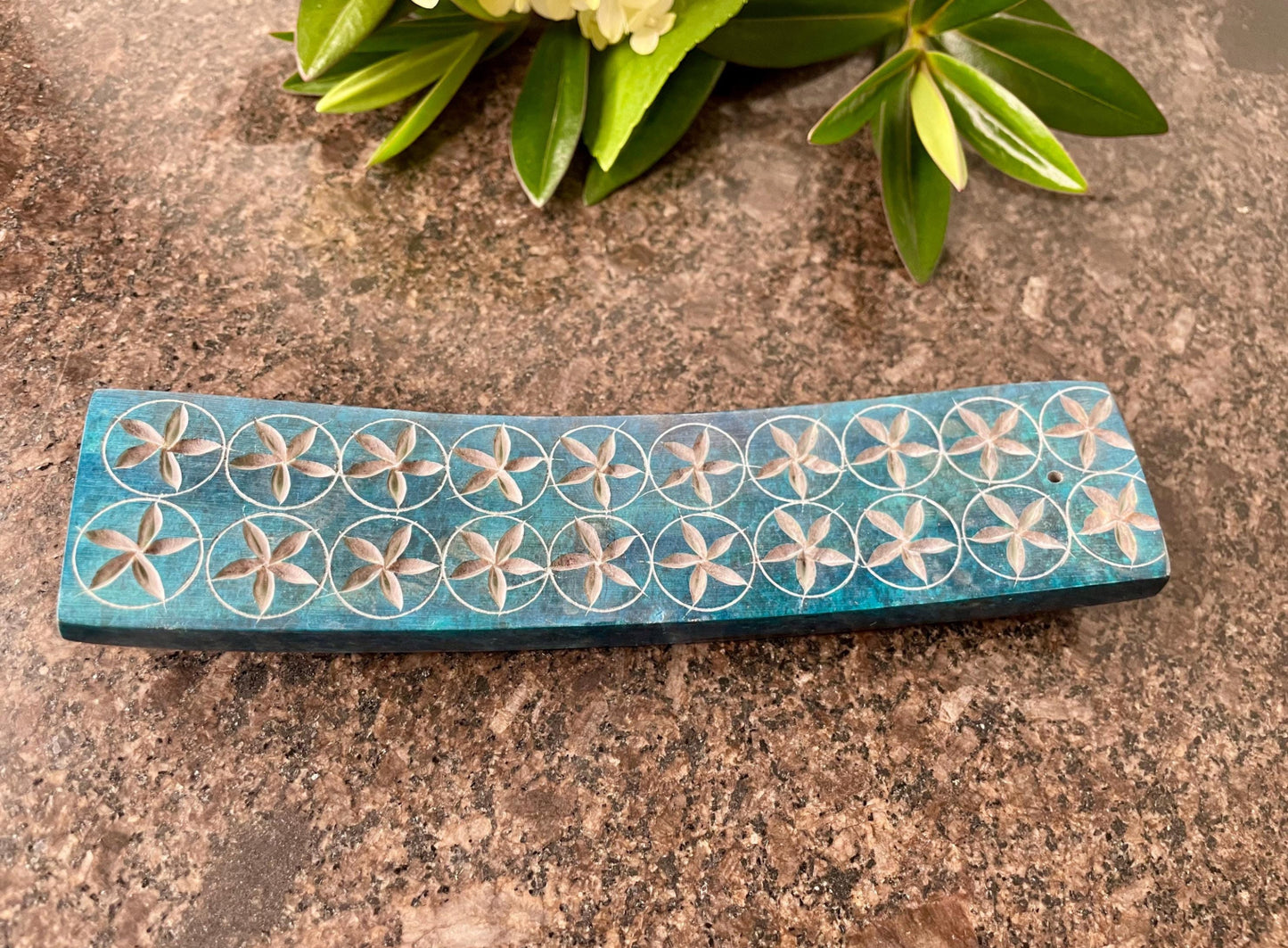 Blue Soapstone Incense Stick Holder Burner - Fair Trade