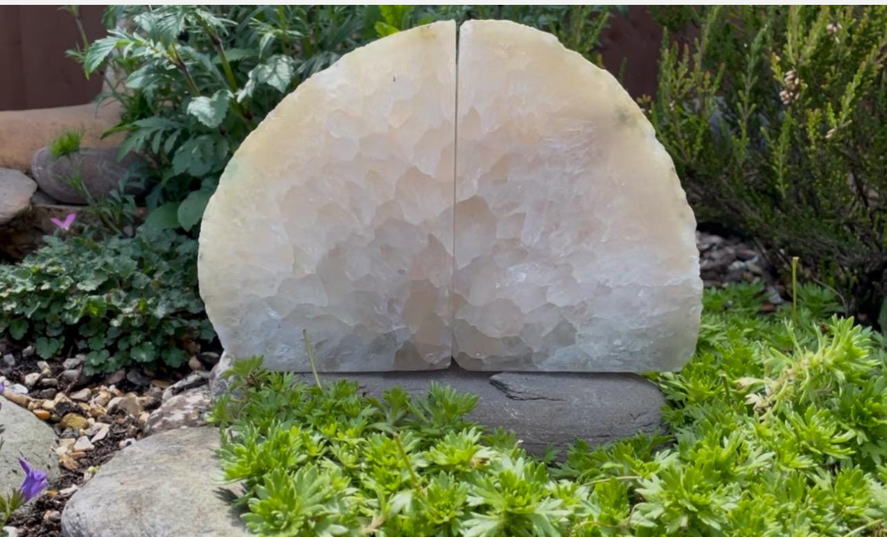 Large Agate / Quartz Crystal Bookends