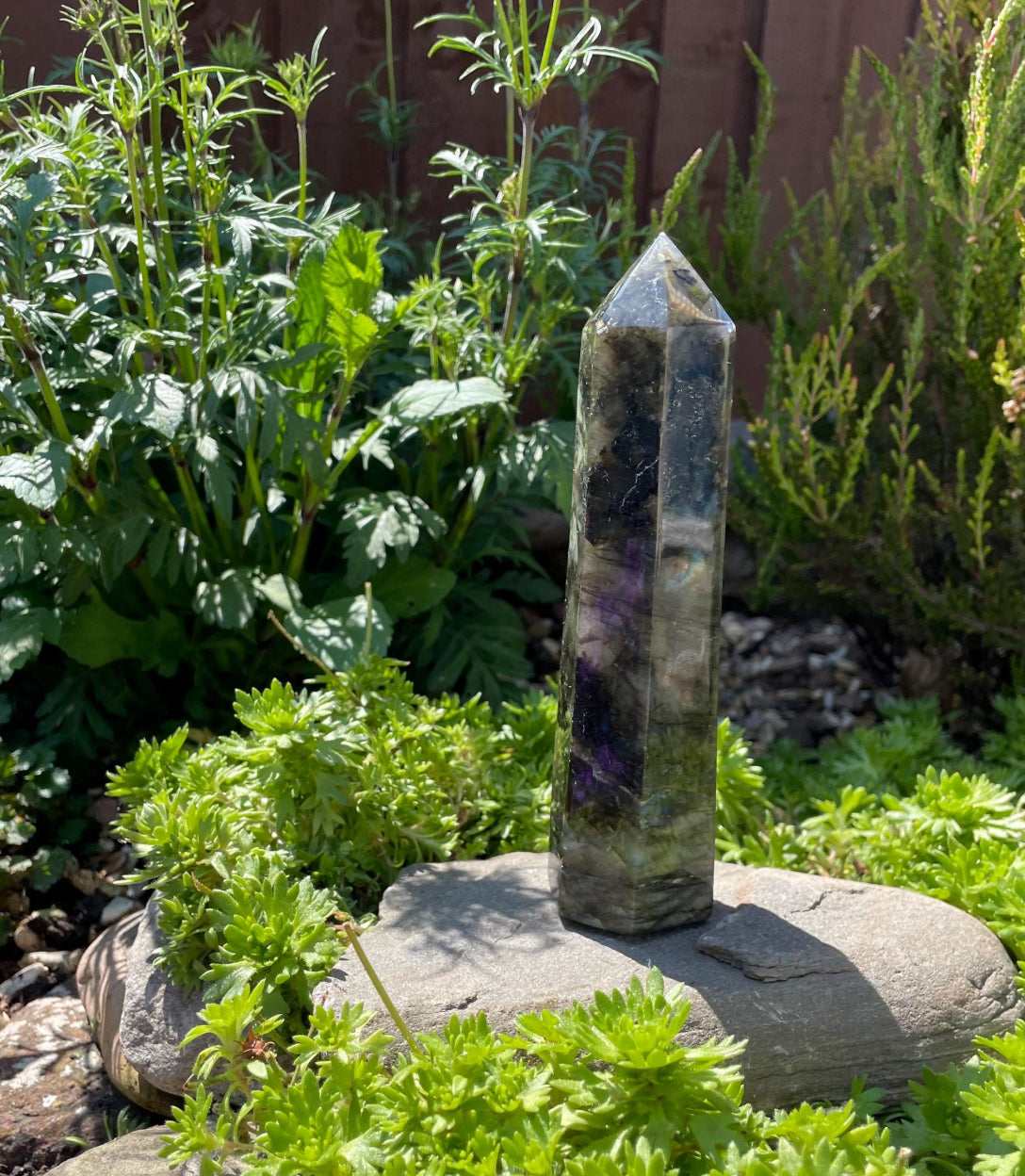 Tall Labradorite Tower Point Crystal - spiritual healing