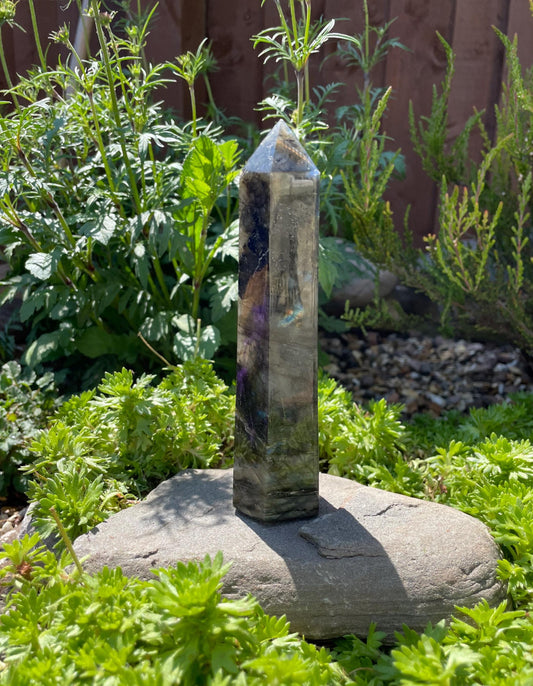 Tall Labradorite Tower Point Crystal - spiritual healing