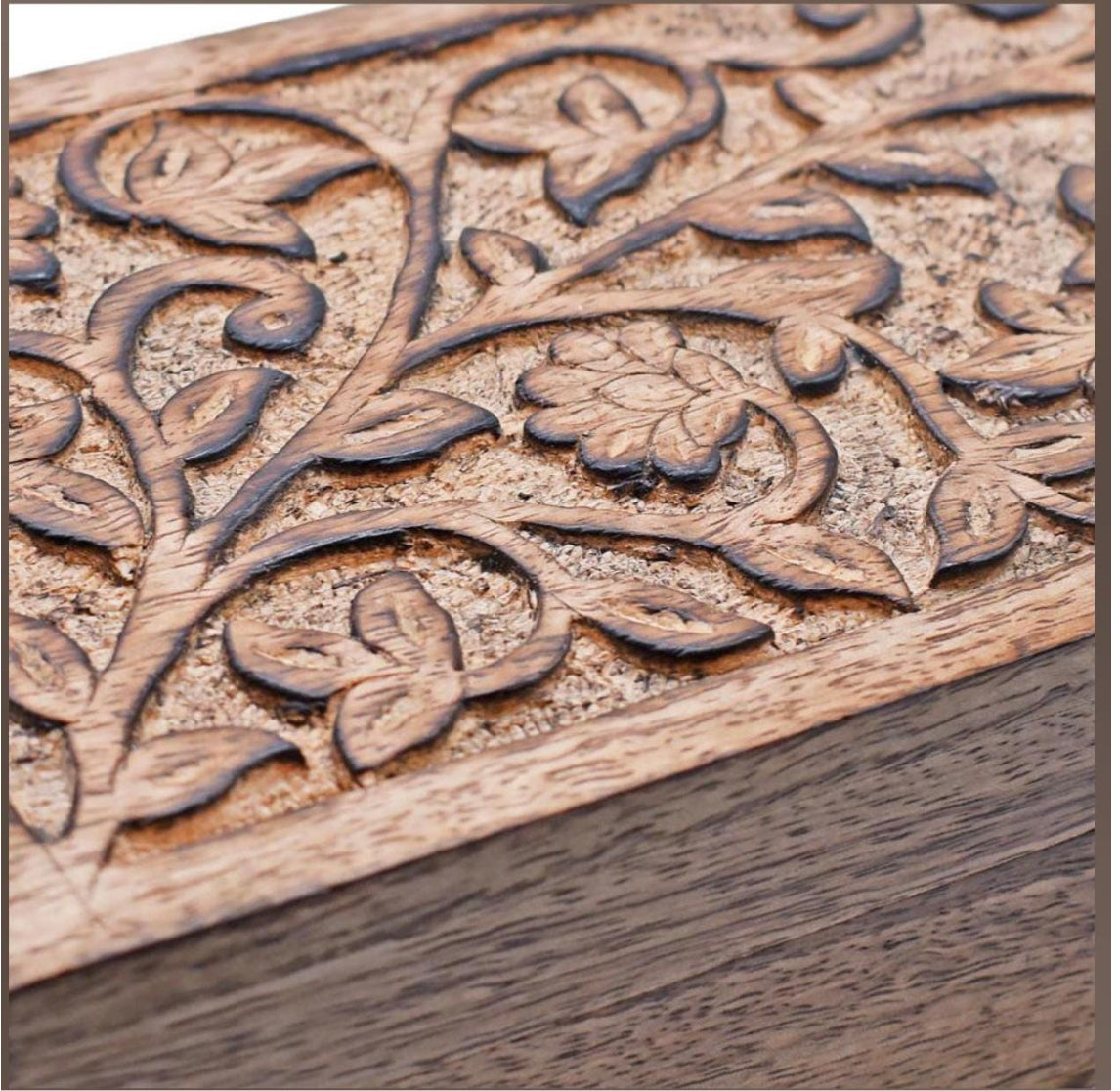 Decorative Solid Mango Wood box / jewellery box-  Faire trade