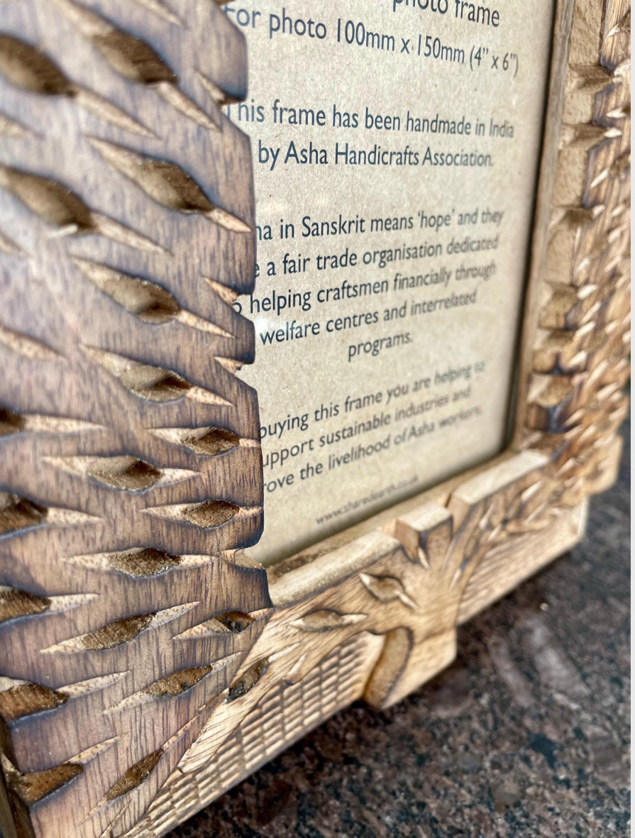 Solid Mango Wood Tree of Life Photo Frame 6x4 - Artisan home décor