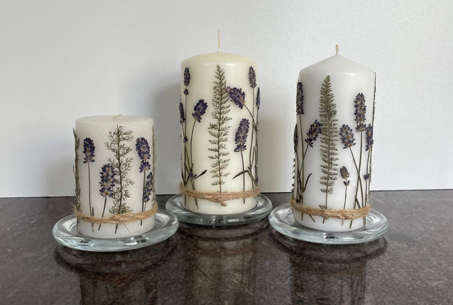 Handmade Dried Lavender Candles (3 sizes)
