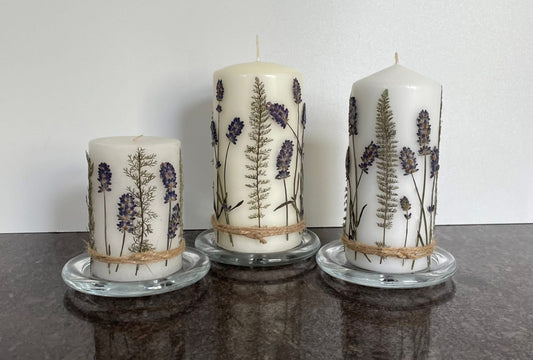 Handmade Dried Lavender Candles (3 sizes)