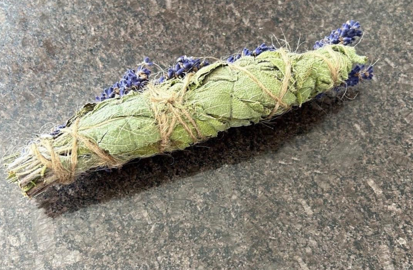 Sage Smudge Stick with lavender and clear quartz