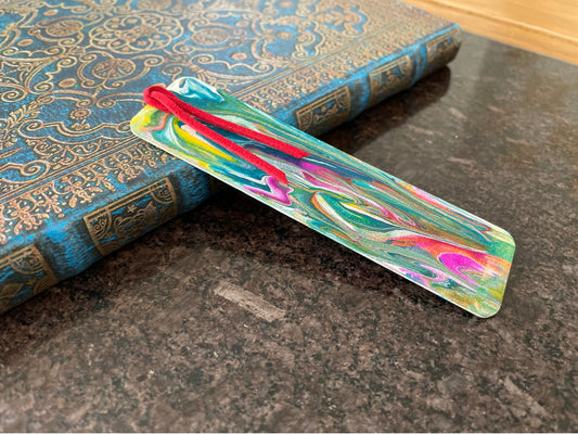 Pouring paint Bookmarks, Unique Handmade Gift, Bookmark.