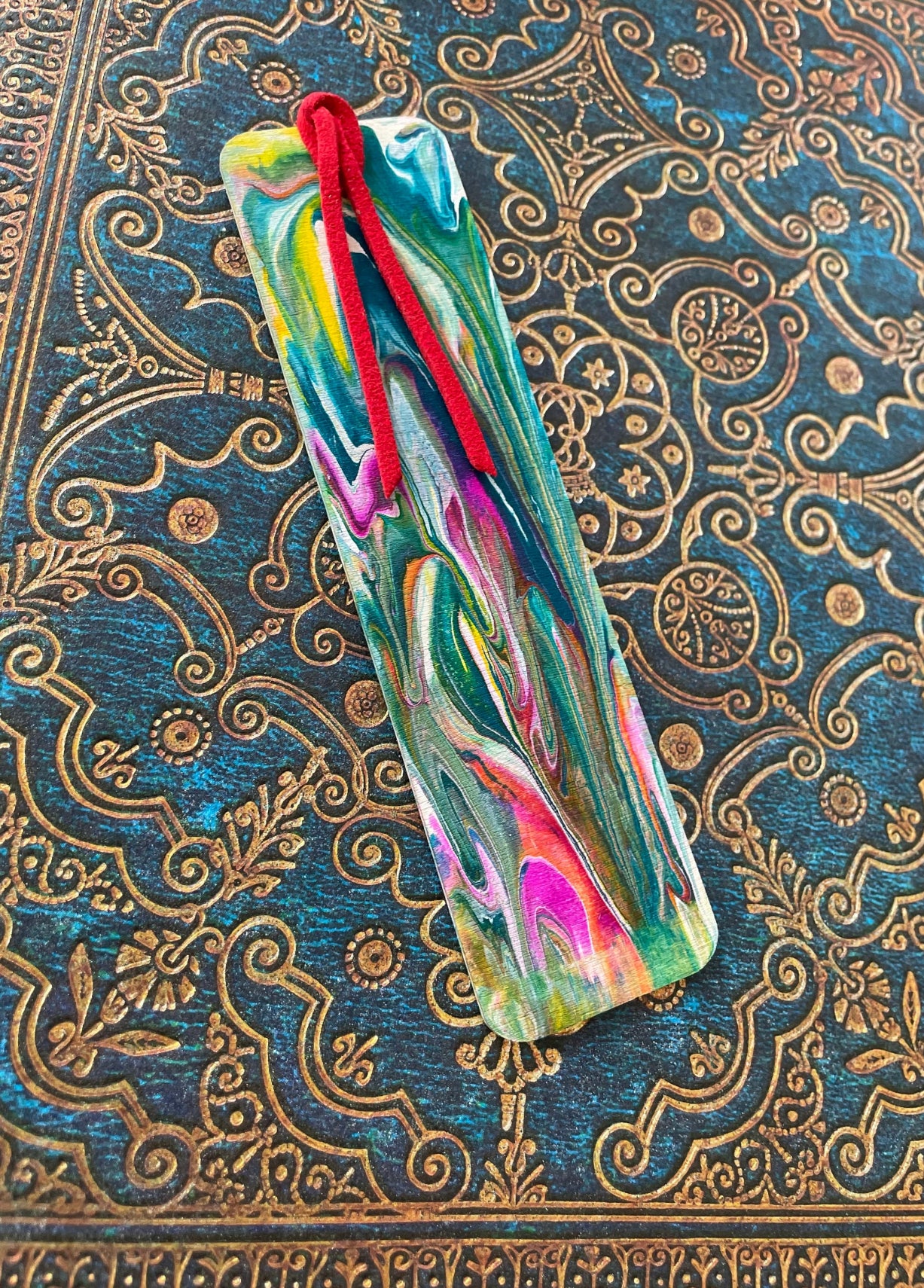 Pouring paint Bookmarks, Unique Handmade Gift, Bookmark.
