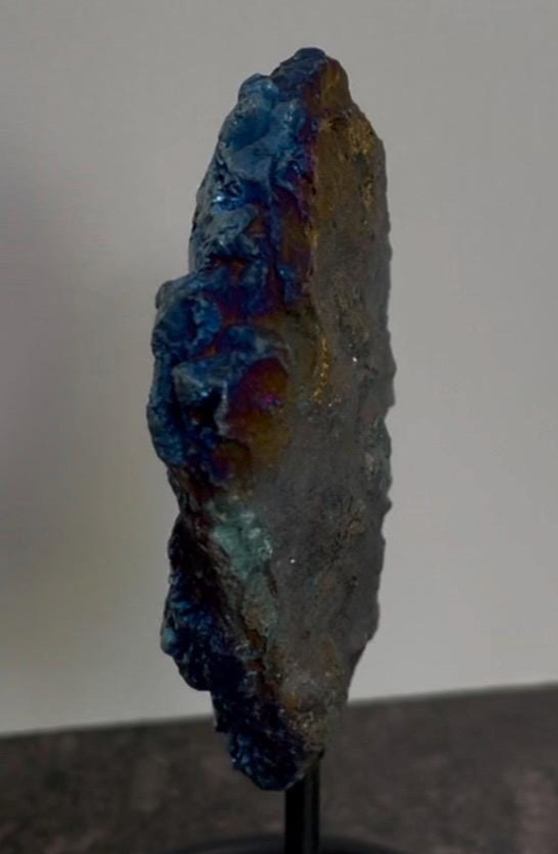 Cobalt Aura Amethyst Druze On Metal Stand