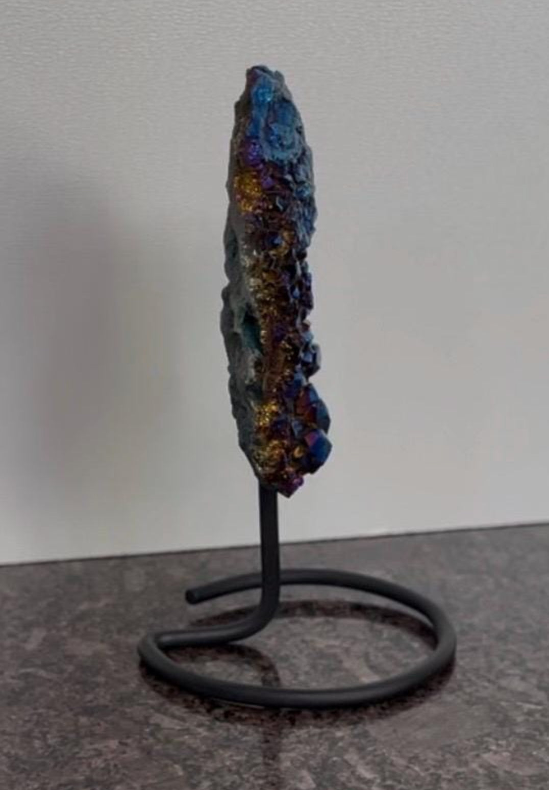 Cobalt Aura Amethyst Druze On Metal Stand