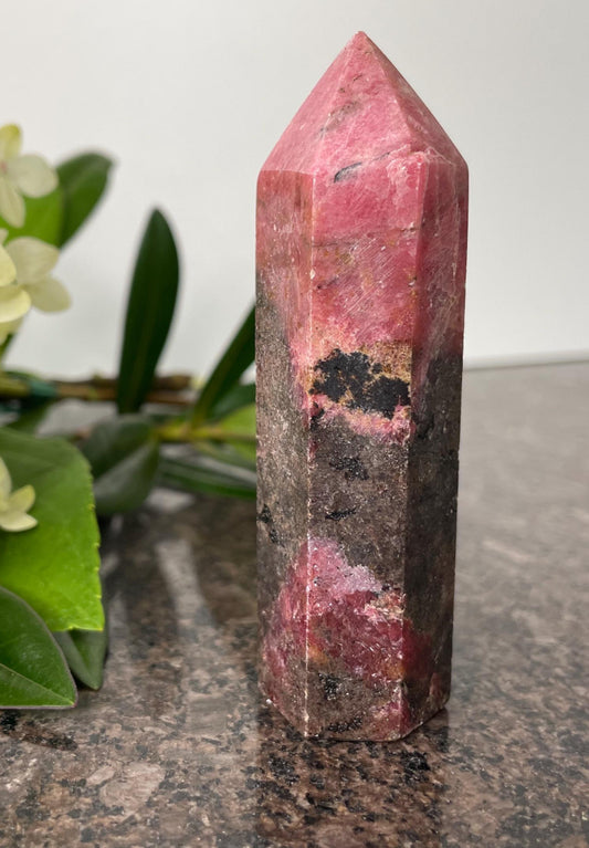 Rhodonite point tower - spiritual healing