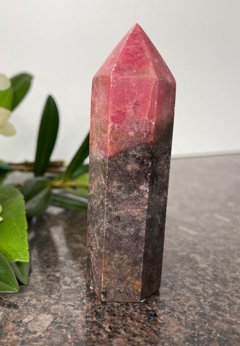 Rhodonite point tower - spiritual healing