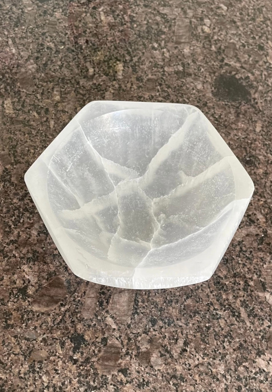Selenite Hexagonal Bowl