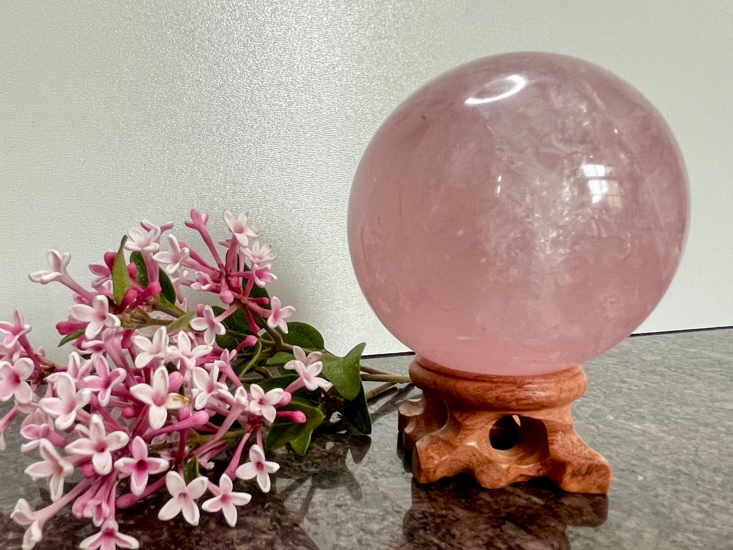 Large Rose Quartz Crystal Sphere - spiritual healing crystal