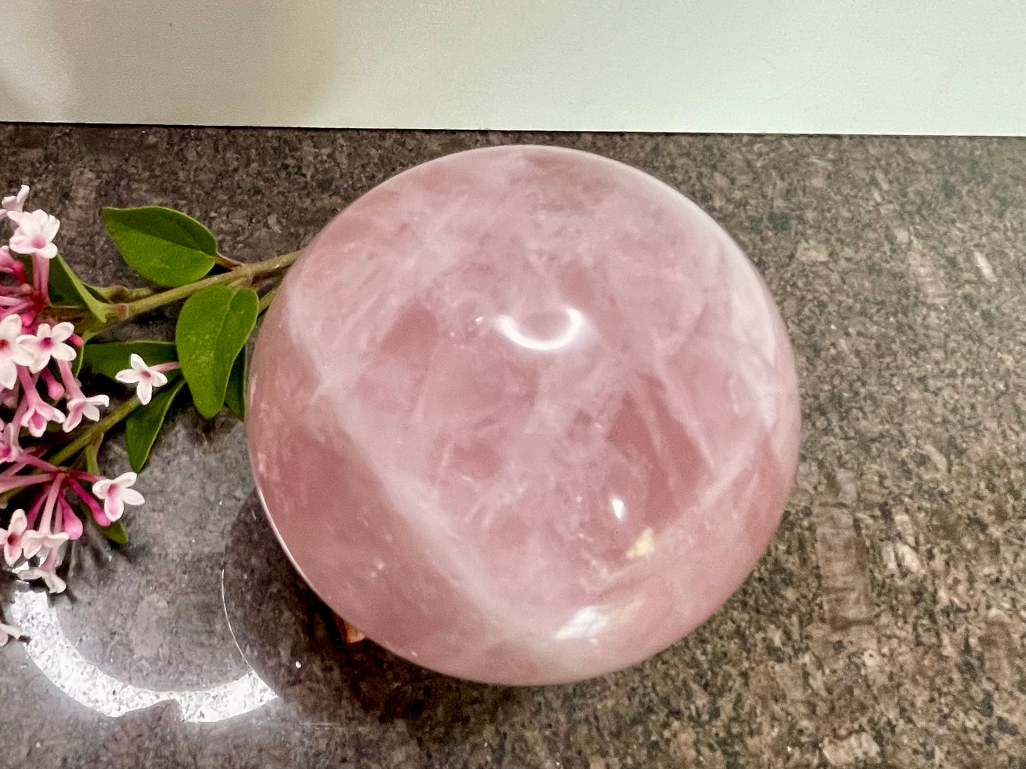 Large Rose Quartz Crystal Sphere - spiritual healing crystal