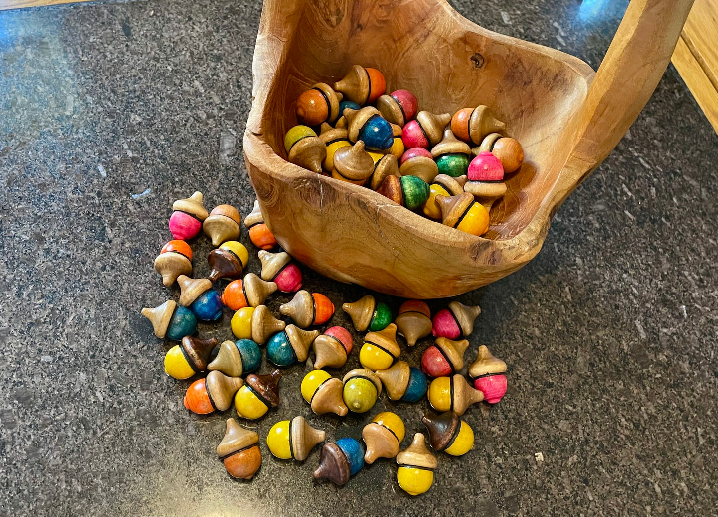 Hand painted Wooden Acorns