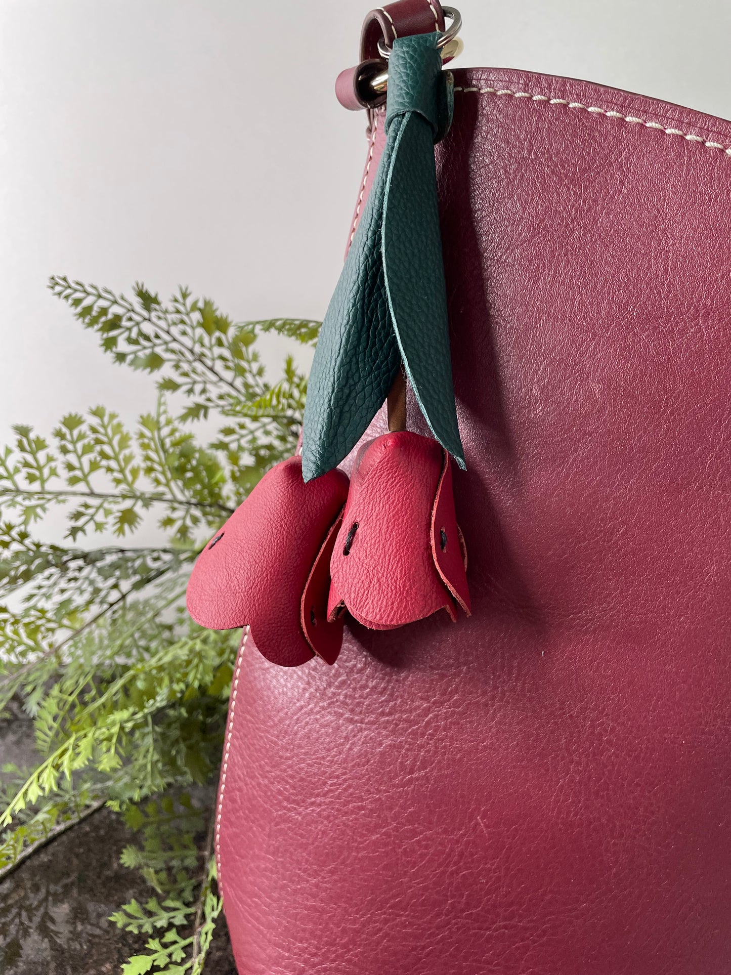 Genuine leather handmade Tulip Bag Charm / Keychain
