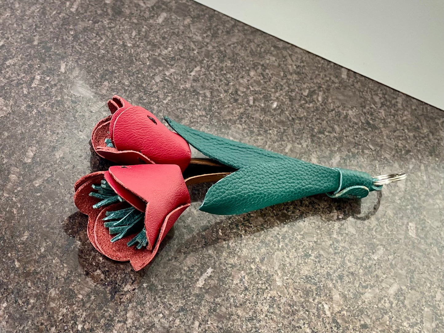 Genuine leather handmade Tulip Bag Charm / Keychain